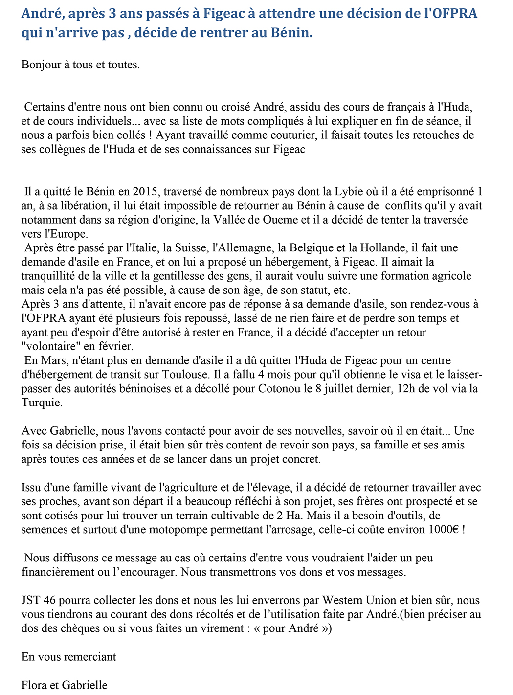 Bonjour tous et toutes